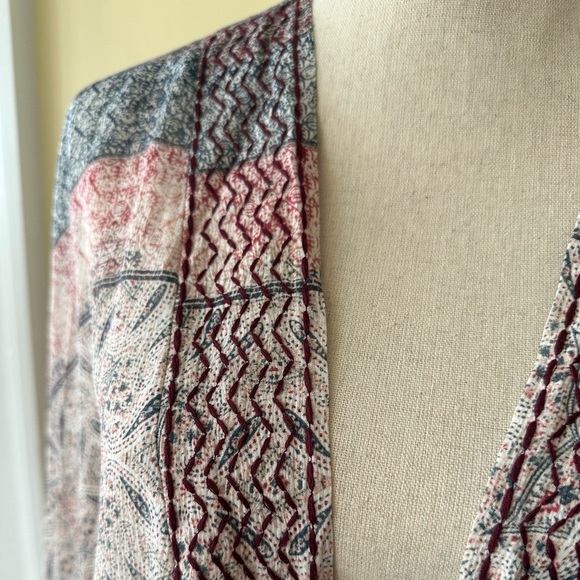 Garnet Hill | 100% Silk Boho Open Front Cardigan Kimono Cover Up - Picture 3 of 8